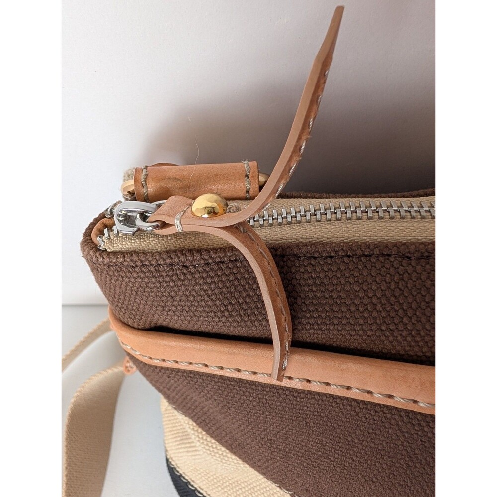 Brighton Purse Windstar “Windy” Brown Black Stripe Canvas Shoulder Bag Charms - Picture 4 of 16